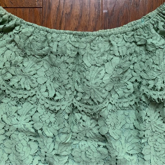 Sugar Lips Sage Off The Shoulder Lace Top | Size S - Picture 7 of 9